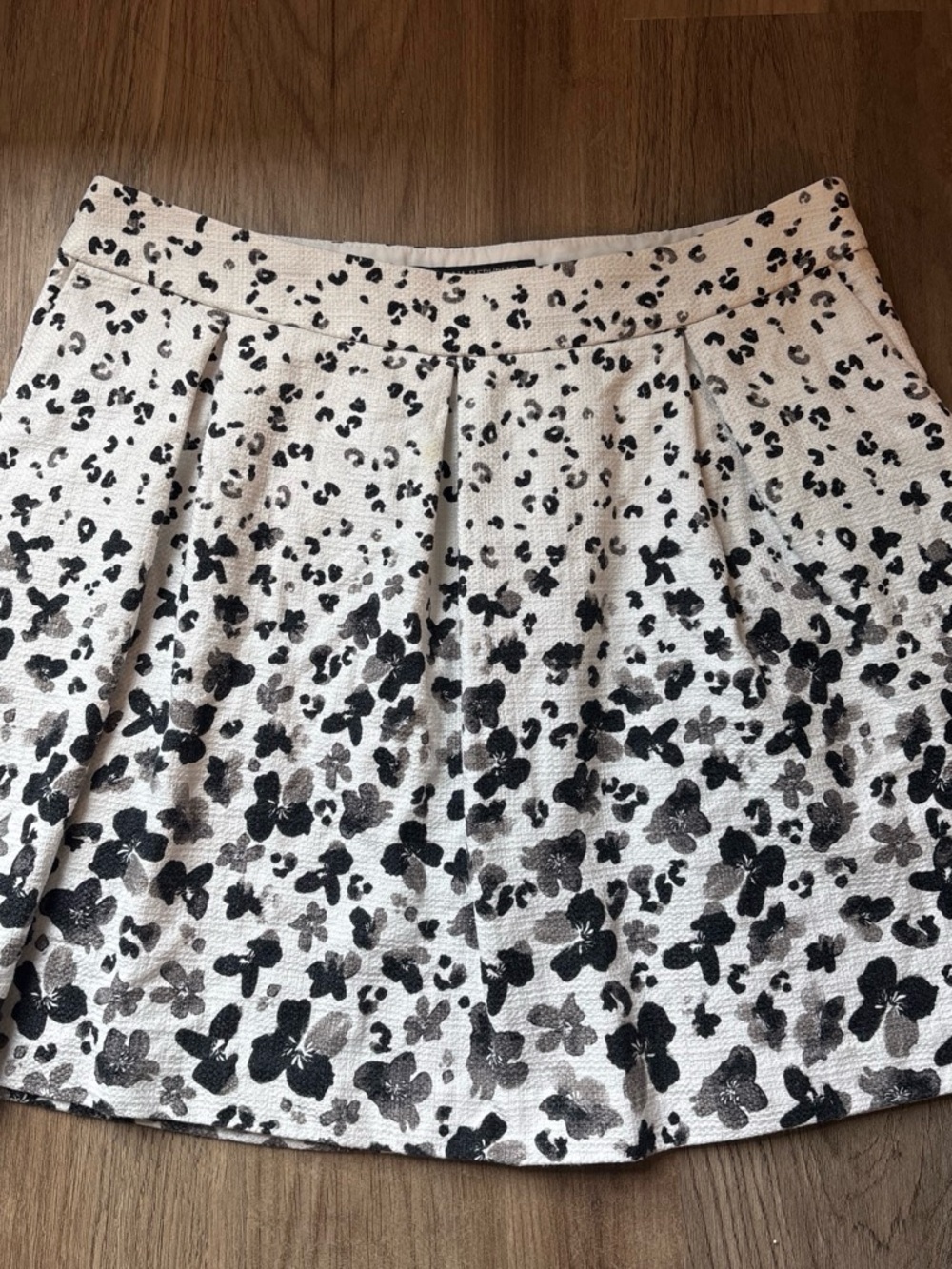 Banana Republic White Skirt with Black Floral Ombre